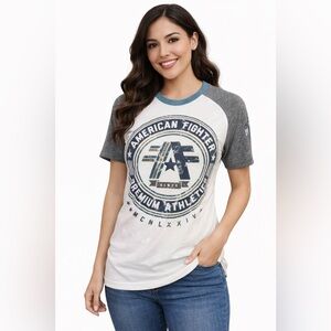 American Fighter Graphic T Shirt Raglan Sleeve Logo Tee